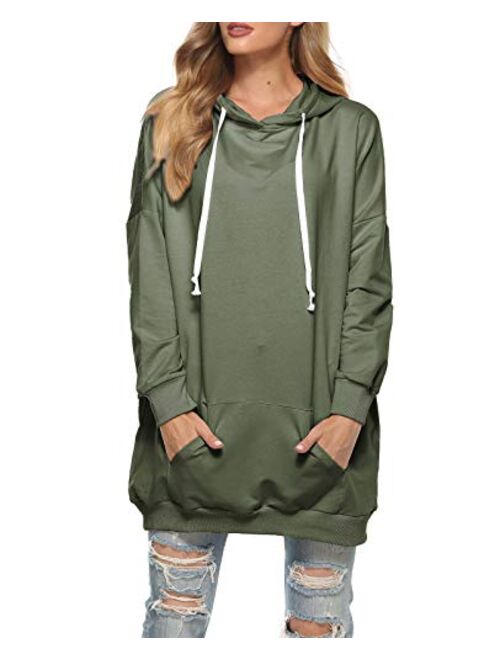 Famulily Womens Oversized Hoodie Extra Long Hooded Tunic Sweatshirt with Pockets