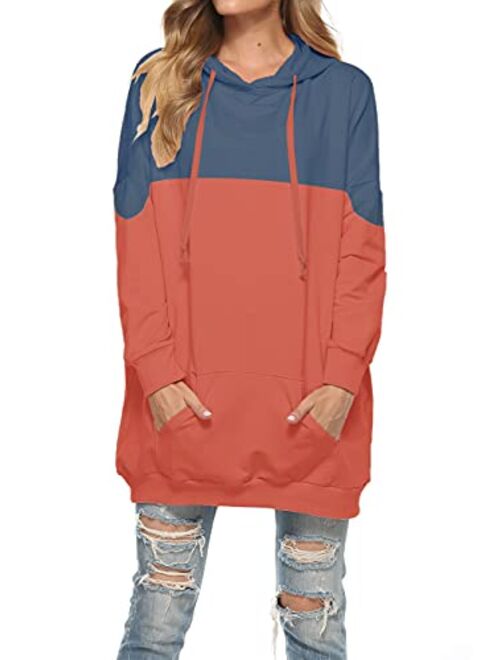 Famulily Womens Oversized Hoodie Extra Long Hooded Tunic Sweatshirt with Pockets