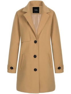 ZSHOW Women's Single Breasted Solid Color Classic Pea Coat