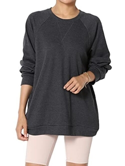 Casual Oversized Crew Or V-Neck Sweatshirts Loose Fit Pullover Tunic S~3XL