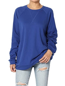 Casual Oversized Crew Or V-Neck Sweatshirts Loose Fit Pullover Tunic S~3XL