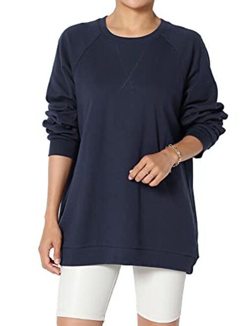 TheMogan Casual Oversized Crew Or V-Neck Sweatshirts Loose Fit Pullover Tunic S~3XL