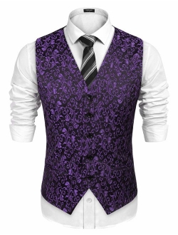 COOFANDYMensClassicPaisleyFloralJacquardWaistcoatWeddingTuxedoSuit Vest