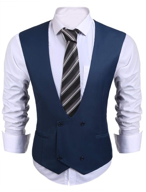 COOFANDYMensClassicPaisleyFloralJacquardWaistcoatWeddingTuxedoSuit Vest