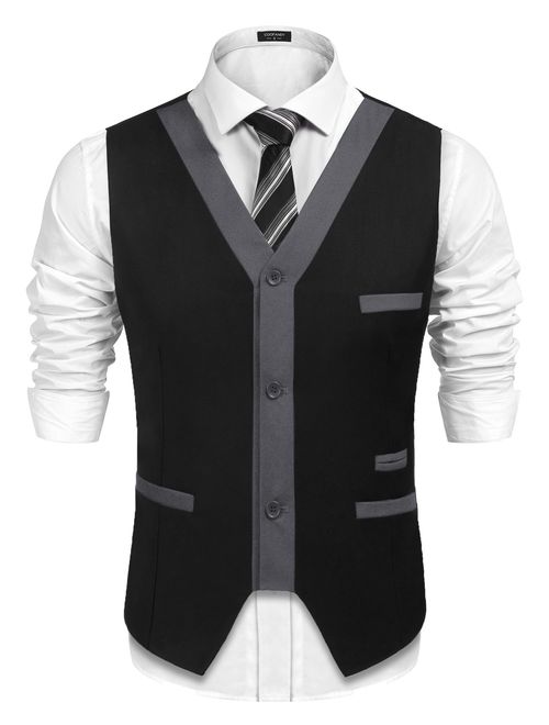 COOFANDYMensClassicPaisleyFloralJacquardWaistcoatWeddingTuxedoSuit Vest