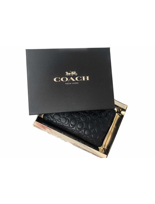 Coach Corner Zip Wristlet Wallet Card Case in Glitter Signature Leather Packaged in a Coach Gift Box F80214