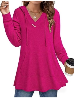 Miusey Womens Long Sleeve Pullover Hoodie Tunic Sweatshirts with Kangaroo Pocket