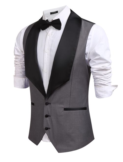 Coofandy Men's V-Neck Slim Fit Dress Suit Sleeveless Vest Waistcoat