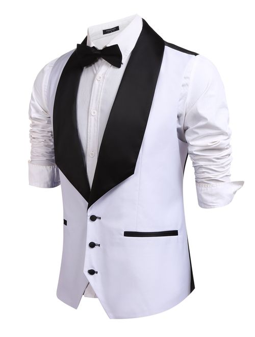 Coofandy Men's V-Neck Slim Fit Dress Suit Sleeveless Vest Waistcoat