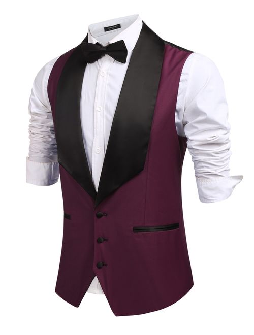 Coofandy Men's V-Neck Slim Fit Dress Suit Sleeveless Vest Waistcoat