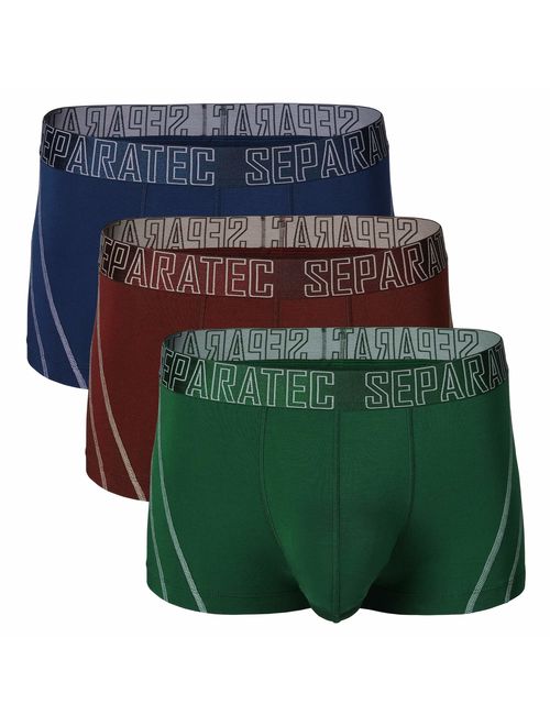 Separatec Men's 3 Pack Soft Bamboo Rayon Separate Pouches Trunks