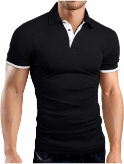 KUYIGO Men's Long Sleeve Polo Shirts Casual Slim Fit Basic Designed Cotton Shirts