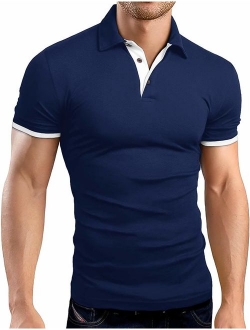 KUYIGO Men's Long Sleeve Polo Shirts Casual Slim Fit Basic Designed Cotton Shirts