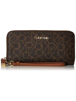 Key Item Saffiano Continental Zip Around Wallet with Wristlet Strap