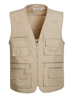 Gihuo Men's Summer Outdoor Work Safari Fishing Travel Vest with Pockets