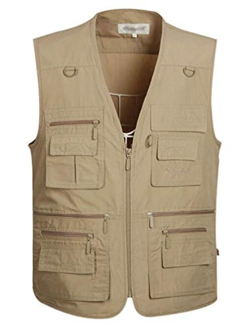 Gihuo Men's Summer Outdoor Work Safari Fishing Travel Vest with Pockets