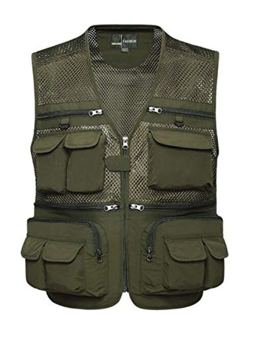 Gihuo Men's Summer Outdoor Work Safari Fishing Travel Vest with Pockets