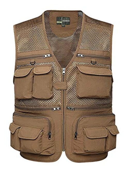 Gihuo Men's Summer Outdoor Work Safari Fishing Travel Vest with Pockets