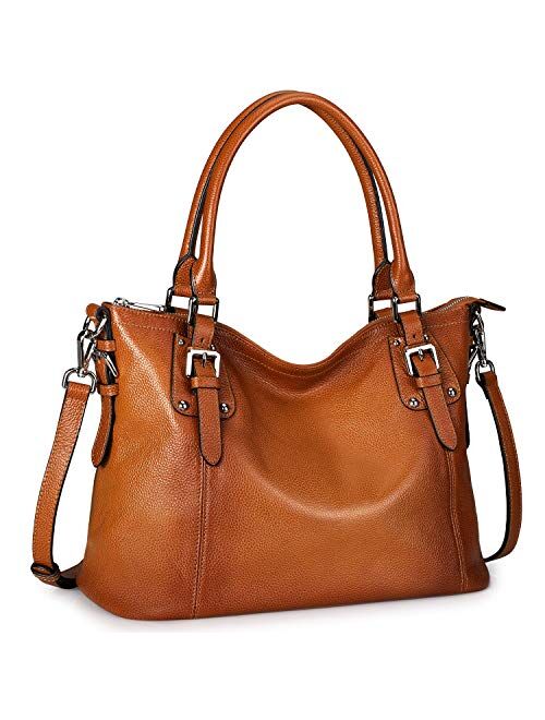 S-ZONE Women Genuine Leather Handbag Work Tote Shoulder Purse Crossbody Bag