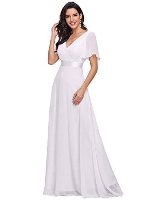 Ever-Pretty Women's Flutter Sleeve V-Neck Long Evening Prom Dress 09890