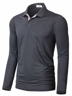 Derminpro Men's Polo Shirts Short/Long Sleeve Quick Dry Athletic Golf T-Shirts