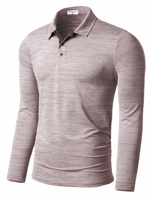 Derminpro Men's Polo Shirts Short/Long Sleeve Quick Dry Athletic Golf T-Shirts