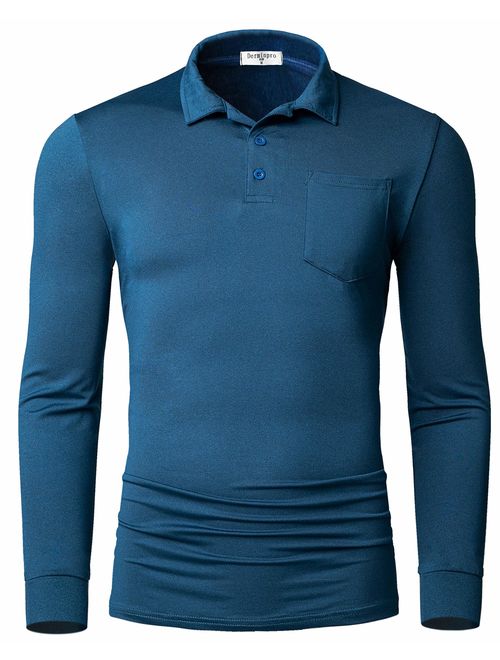 Derminpro Men's Polo Shirts Short/Long Sleeve Quick Dry Athletic Golf T-Shirts