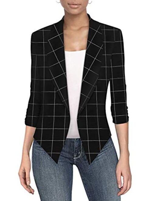 Hybrid Women's Casual Work Office Blazer Jacket Open Front Cardigan Shawl Lapel with Removable Shoulder Pads Made in USA