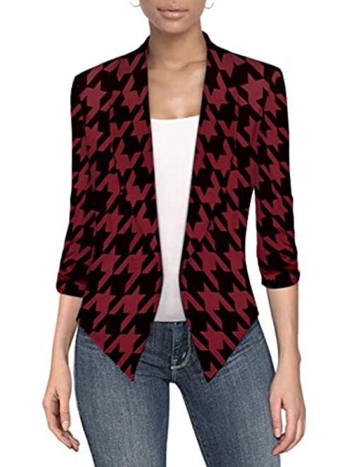 Hybrid Women's Casual Work Office Blazer Jacket Open Front Cardigan Shawl Lapel with Removable Shoulder Pads Made in USA