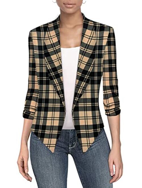 Hybrid Women's Casual Work Office Blazer Jacket Open Front Cardigan Shawl Lapel with Removable Shoulder Pads Made in USA