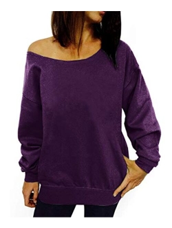 Dutebare Women Off Shoulder Sweatshirt Slouchy Shirt Long Sleeve Pullover Tops