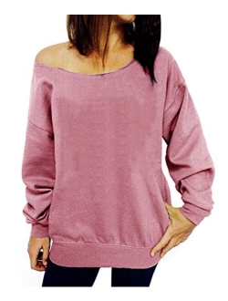 Dutebare Women Off Shoulder Sweatshirt Slouchy Shirt Long Sleeve Pullover Tops