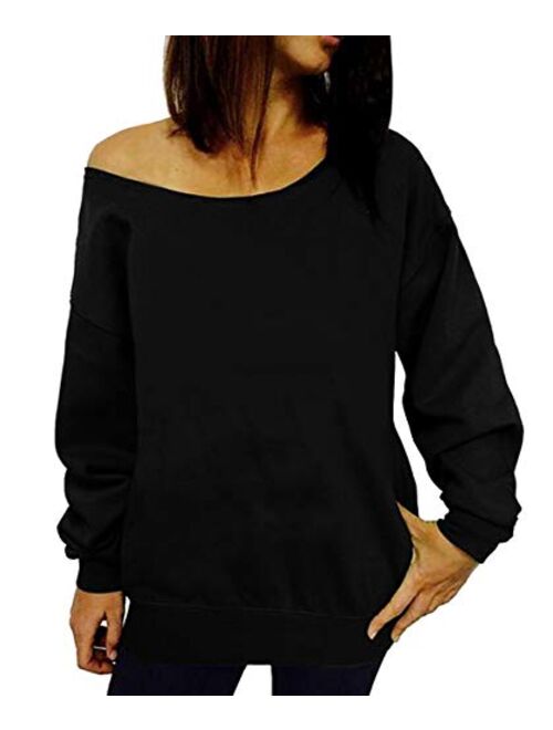 Dutebare Women Off Shoulder Sweatshirt Slouchy Shirt Long Sleeve Pullover Tops