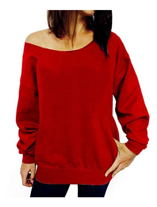 Dutebare Women Off Shoulder Sweatshirt Slouchy Shirt Long Sleeve Pullover Tops