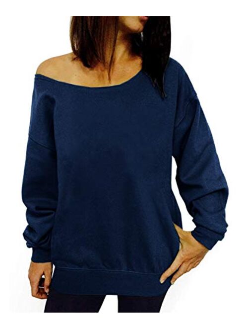 Dutebare Women Off Shoulder Sweatshirt Slouchy Shirt Long Sleeve Pullover Tops