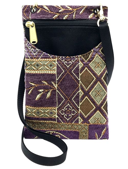 Danny K Women's Tapestry Crossbody Cell Phone or Passport Purse, Handmade in USA