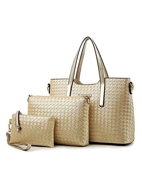 TIBES Fashion Pu Leather Handbag Shoulder Bag Purse 3pcs Bag Satchel