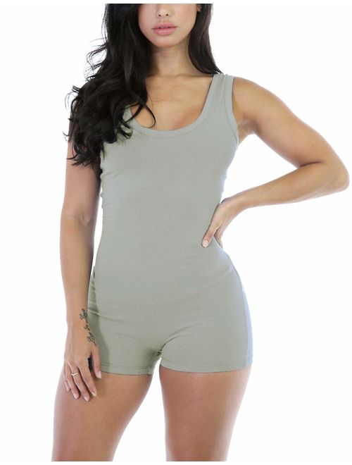 Amilia Sexy Sleeveless Tank Tops Short Romper Sports Jumpsuit Bodysuit One Piece Short Catsuit