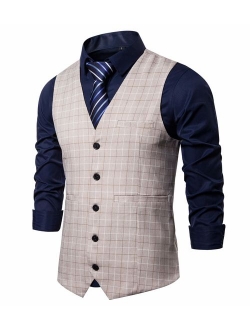 AOYOG Mens Formal Business Suit Vests 5 Buttons Regular Fit Waistcoat for Suit or Tuxedo