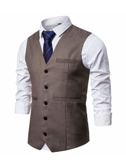 AOYOG Mens Formal Business Suit Vests 5 Buttons Regular Fit Waistcoat for Suit or Tuxedo