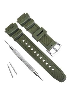 OliBoPo Waterproof Natural Resin Replacement Watch Band for Casio SGW-300H MRW-200H AE-1200 W-800H W-735H AQ- S800W AQ-S810W