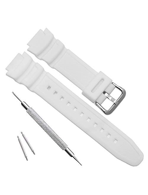 OliBoPo Waterproof Natural Resin Replacement Watch Band for Casio SGW-300H MRW-200H AE-1200 W-800H W-735H AQ- S800W AQ-S810W