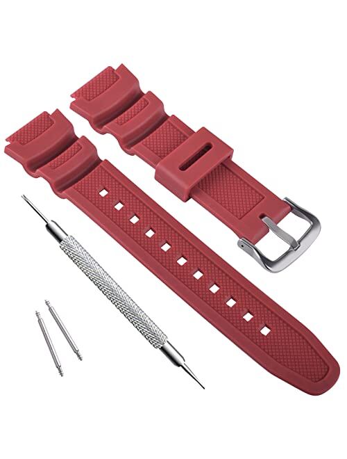 OliBoPo Waterproof Natural Resin Replacement Watch Band for Casio SGW-300H MRW-200H AE-1200 W-800H W-735H AQ- S800W AQ-S810W