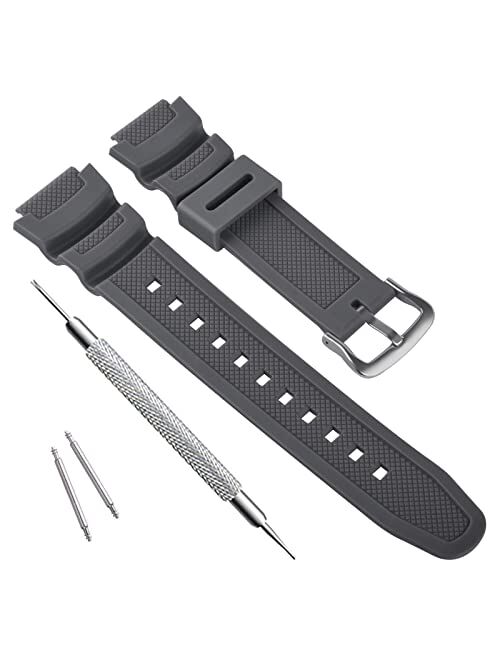 OliBoPo Waterproof Natural Resin Replacement Watch Band for Casio SGW-300H MRW-200H AE-1200 W-800H W-735H AQ- S800W AQ-S810W