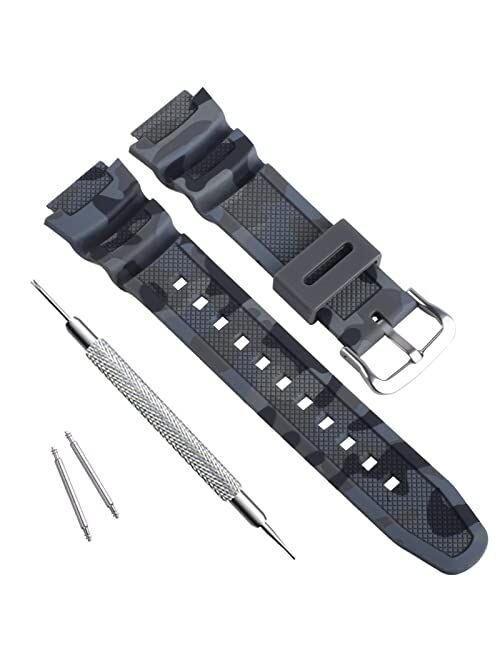 OliBoPo Waterproof Natural Resin Replacement Watch Band for Casio SGW-300H MRW-200H AE-1200 W-800H W-735H AQ- S800W AQ-S810W