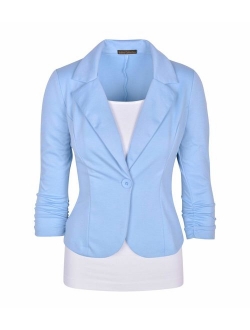 Auline Collection Women's Long Sleeve Solid Knit Blazer