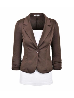 Auline Collection Women's Long Sleeve Solid Knit Blazer