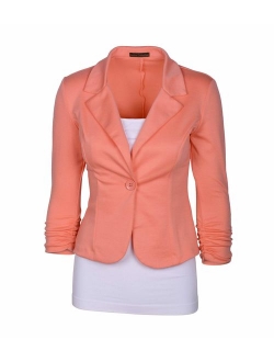 Auline Collection Women's Long Sleeve Solid Knit Blazer