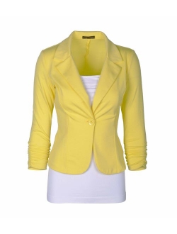 Auline Collection Women's Long Sleeve Solid Knit Blazer