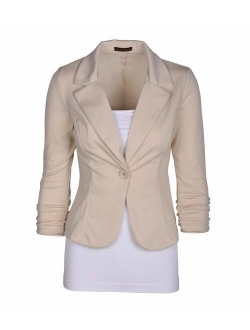 Auline Collection Women's Long Sleeve Solid Knit Blazer